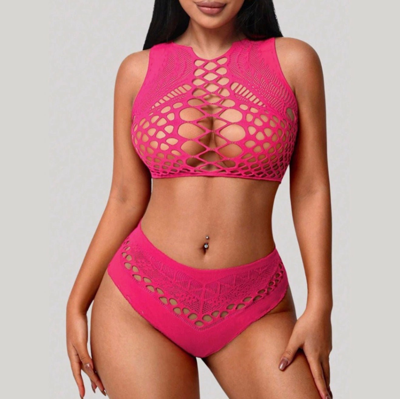 High Waist Women's Bikini with Bold Cutouts - Elegant and Comfortable Swimsuit for Beach and Pool