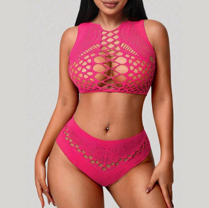 High Waist Women's Bikini with Bold Cutouts - Elegant and Comfortable Swimsuit for Beach and Pool