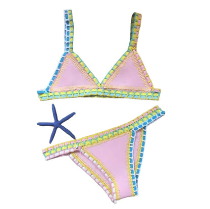 Women's Hand-Tied Bikini Swimsuit Set – Boho Chic Style, Unique Print in Premium Polyester