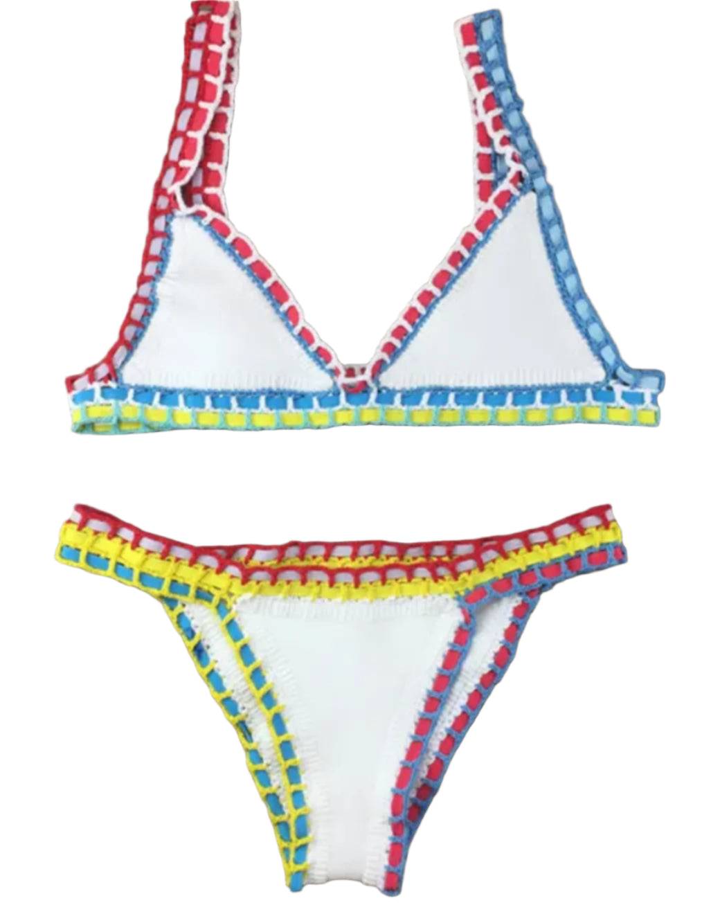 Ensemble de Maillot de Bain Femme en Bikini Triché à la Main – Style Boho Chic, Imprimé Unique en Polyester Premium