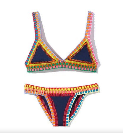 Women's Hand-Tied Bikini Swimsuit Set – Boho Chic Style, Unique Print in Premium Polyester