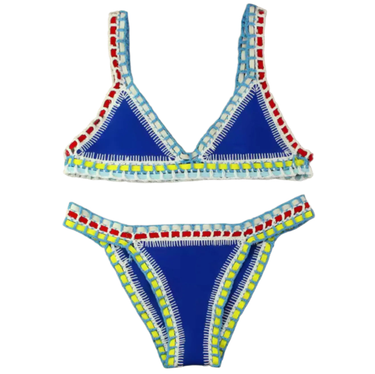 Ensemble de Maillot de Bain Femme en Bikini Triché à la Main – Style Boho Chic, Imprimé Unique en Polyester Premium