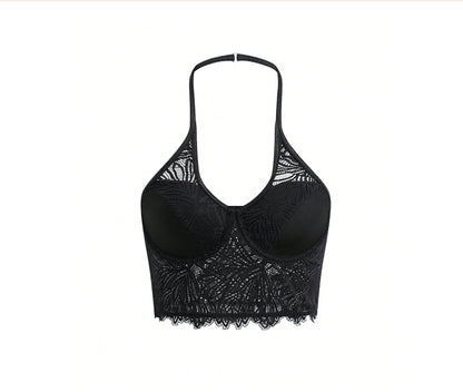 Sexy Lace Halter Neck Camisole for Women – Slim Fit, Sensual Cutouts, Summer Elegance