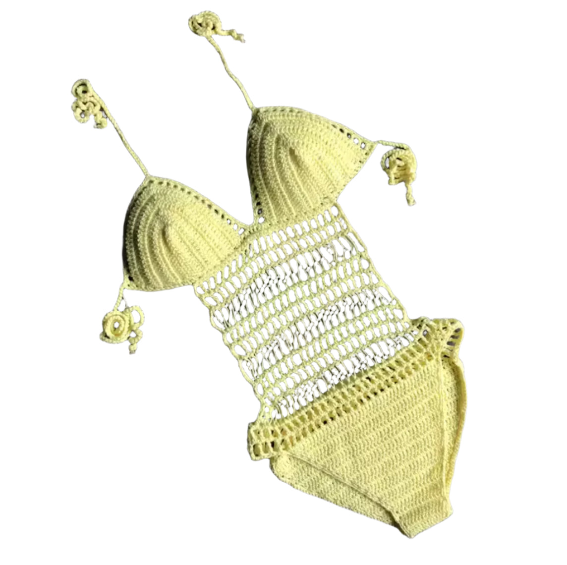 Maillot de Bain Femme Tissé à la Main – Décolleté Licou Boho Chic en Coton, Confortable et Élégant