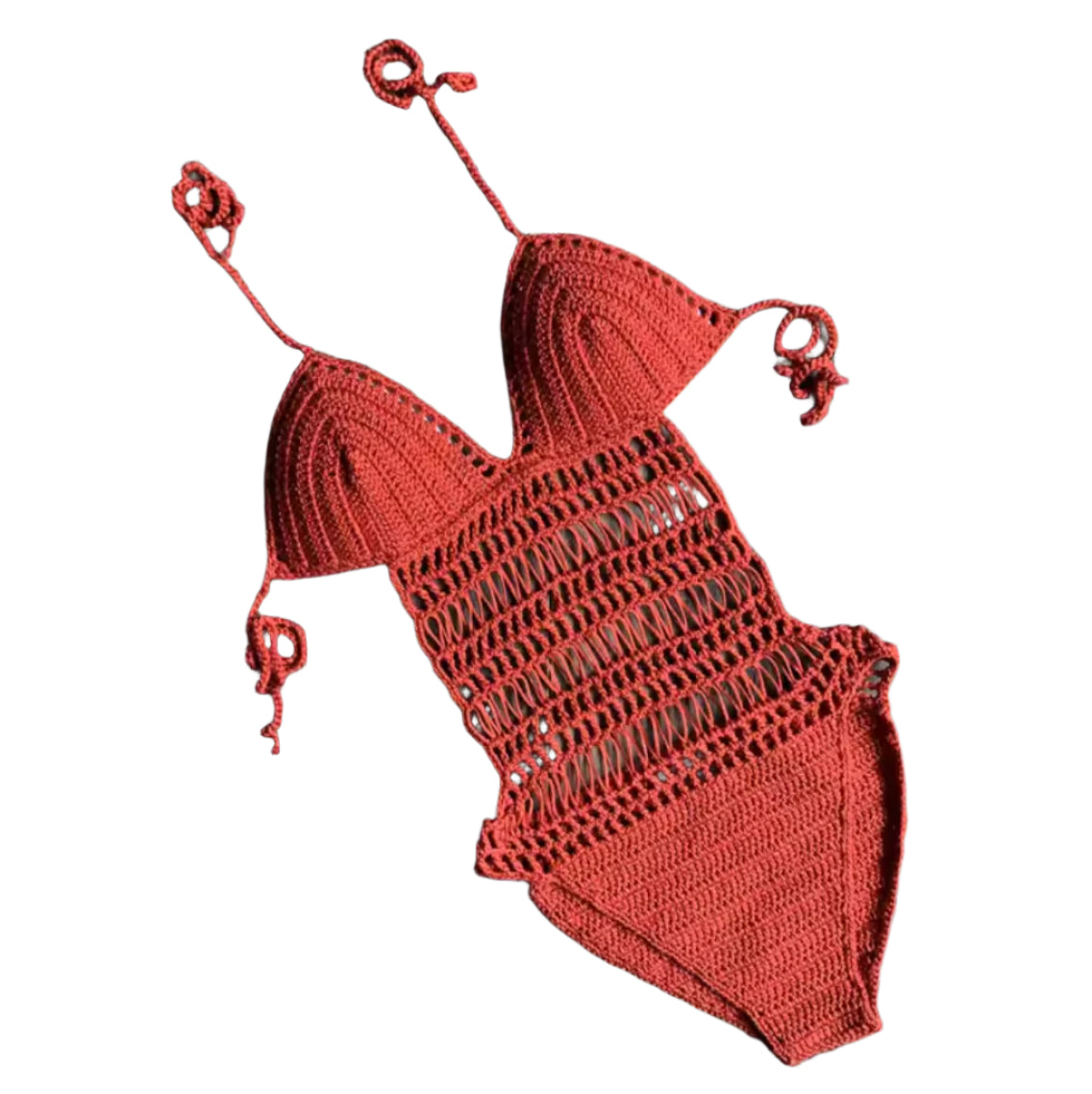Maillot de Bain Femme Tissé à la Main – Décolleté Licou Boho Chic en Coton, Confortable et Élégant