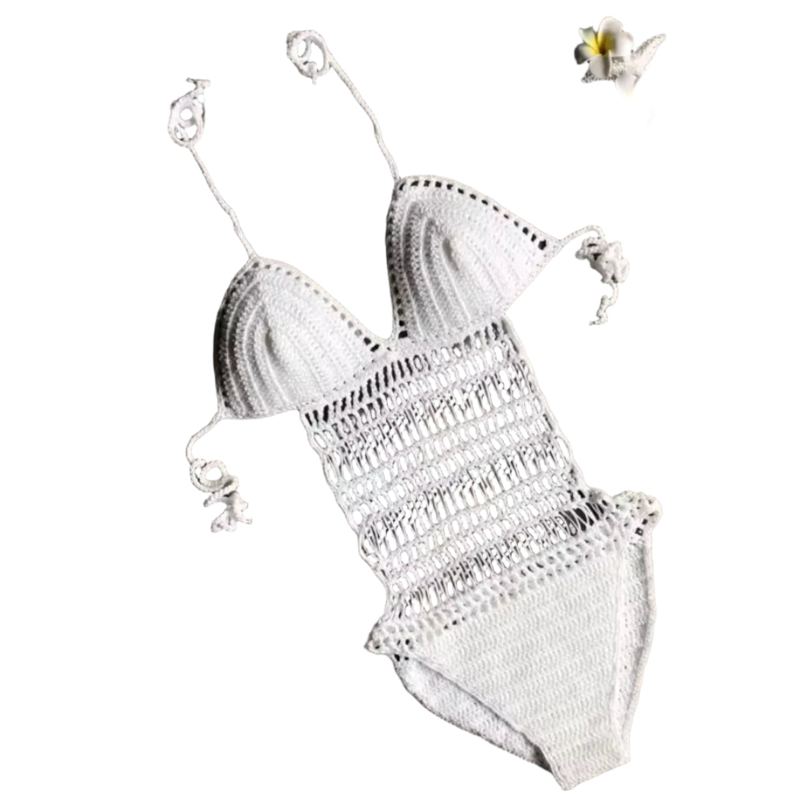 Maillot de Bain Femme Tissé à la Main – Décolleté Licou Boho Chic en Coton, Confortable et Élégant