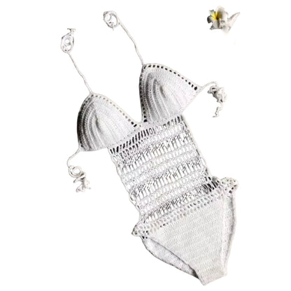 Women's Handwoven Swimsuit – Boho Chic Halter Neckline in Cotton, Comfortable and Elegant