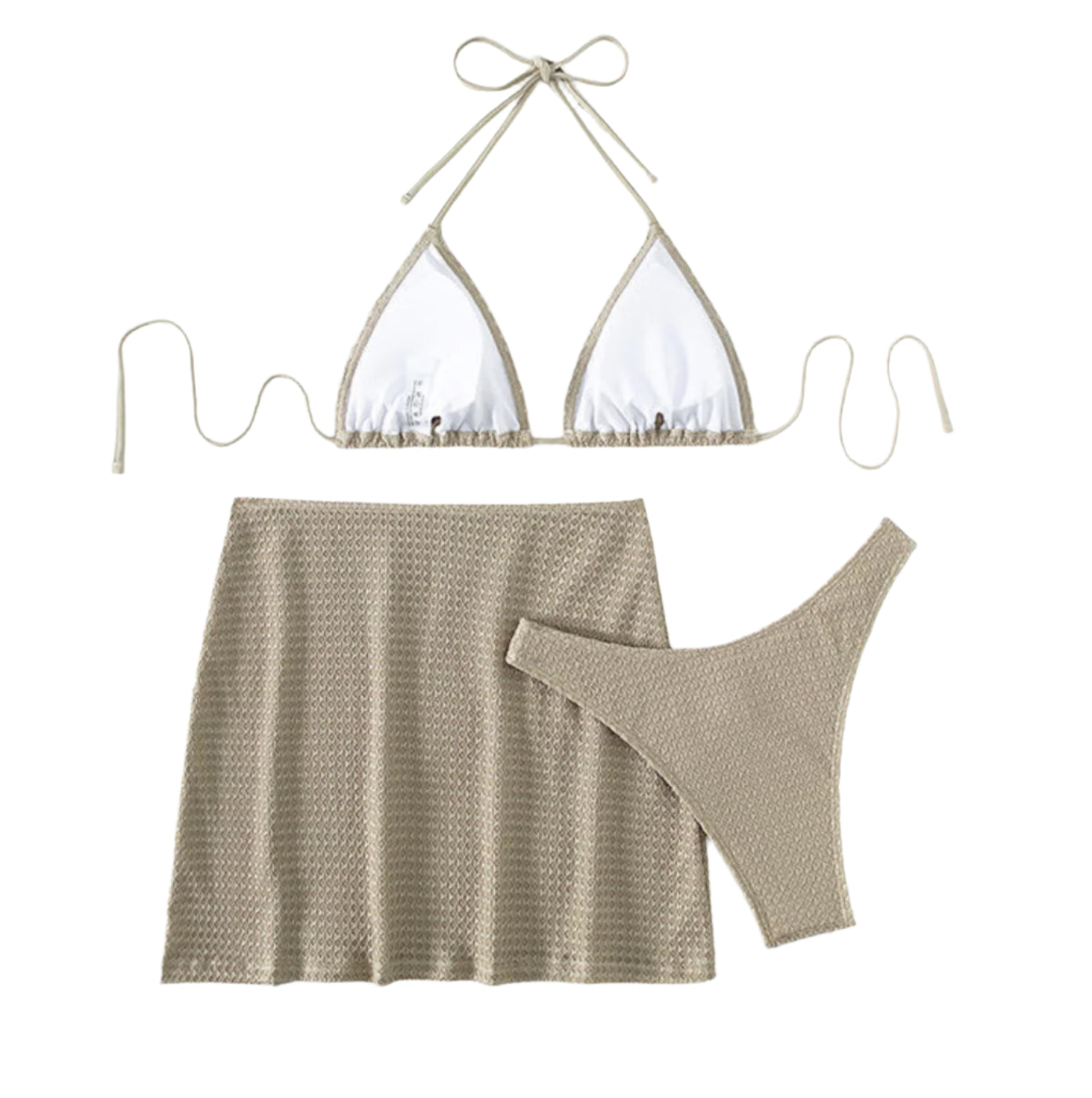 Ensemble de Maillot de Bain Femme à Trois Pièces Élégant – Haut de Bikini et Dissimulateur Grande Taille, Style Estival