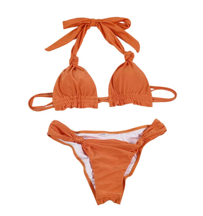 Women's Solid Color Tie Lace Bikini – Elegant and Comfortable Swimsuit for Beach