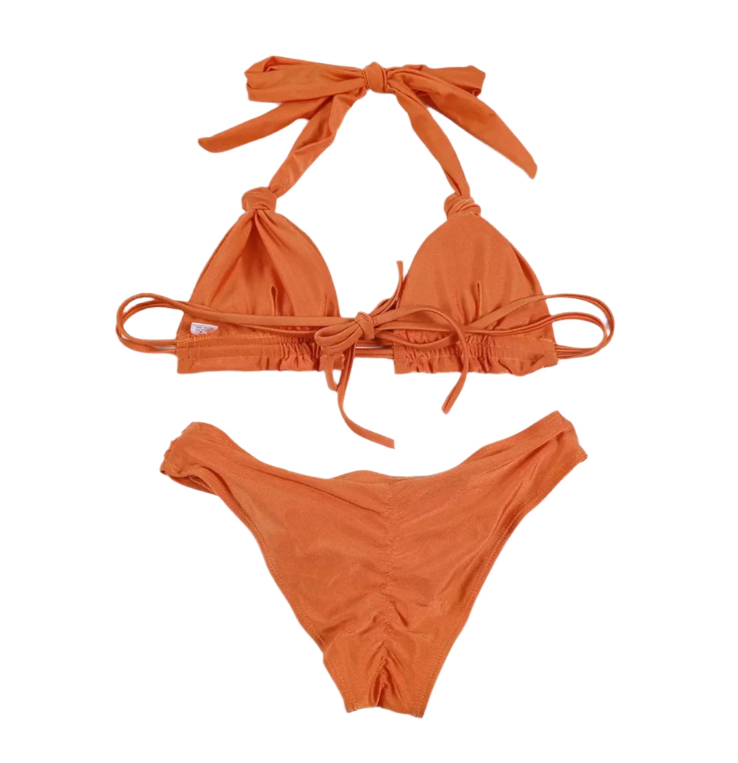 Bikini à Lacets Noués Femme en Couleur Unie – Maillot de Bain Élégant et Confortable pour Plage