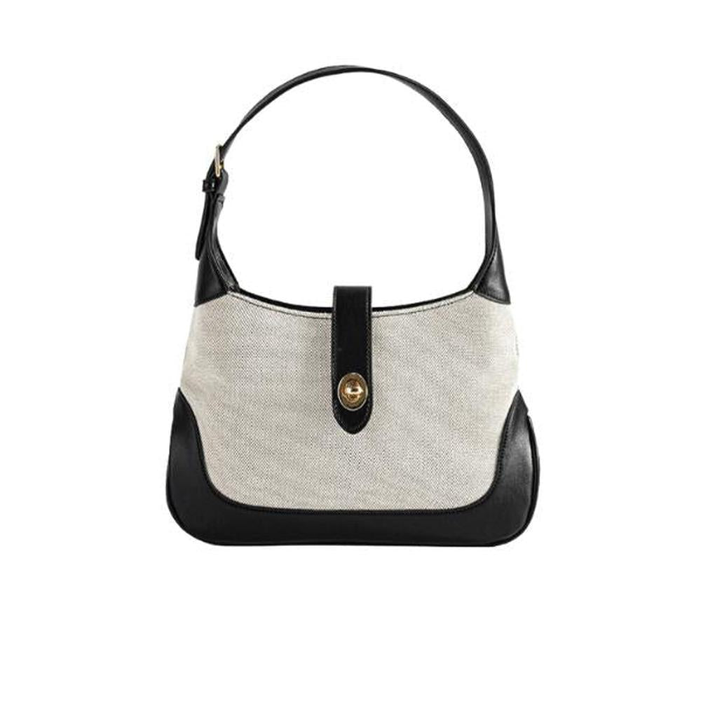 Sac à Épaule Femme Dalia Bi-Ton en Toile Texturée avec Finitions en Cuir Végan et Bandoulière Ajustable – 26 x 7 x 16 cm