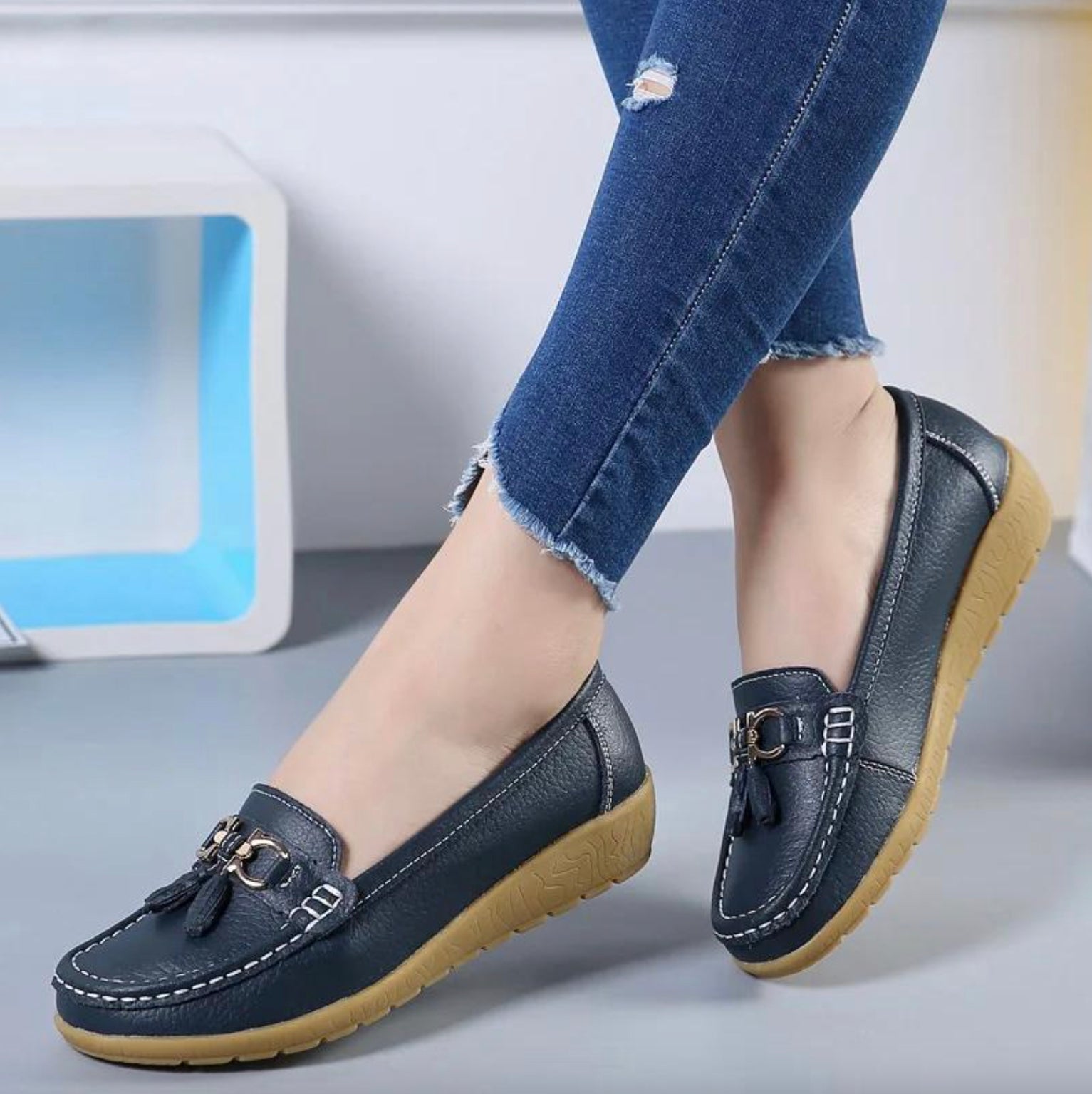 Mocassins Homme Noir Taille 42 Cuir Souple Confortables