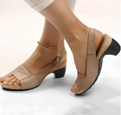 Women's Black Leather Sandals Size 38 Comfortable