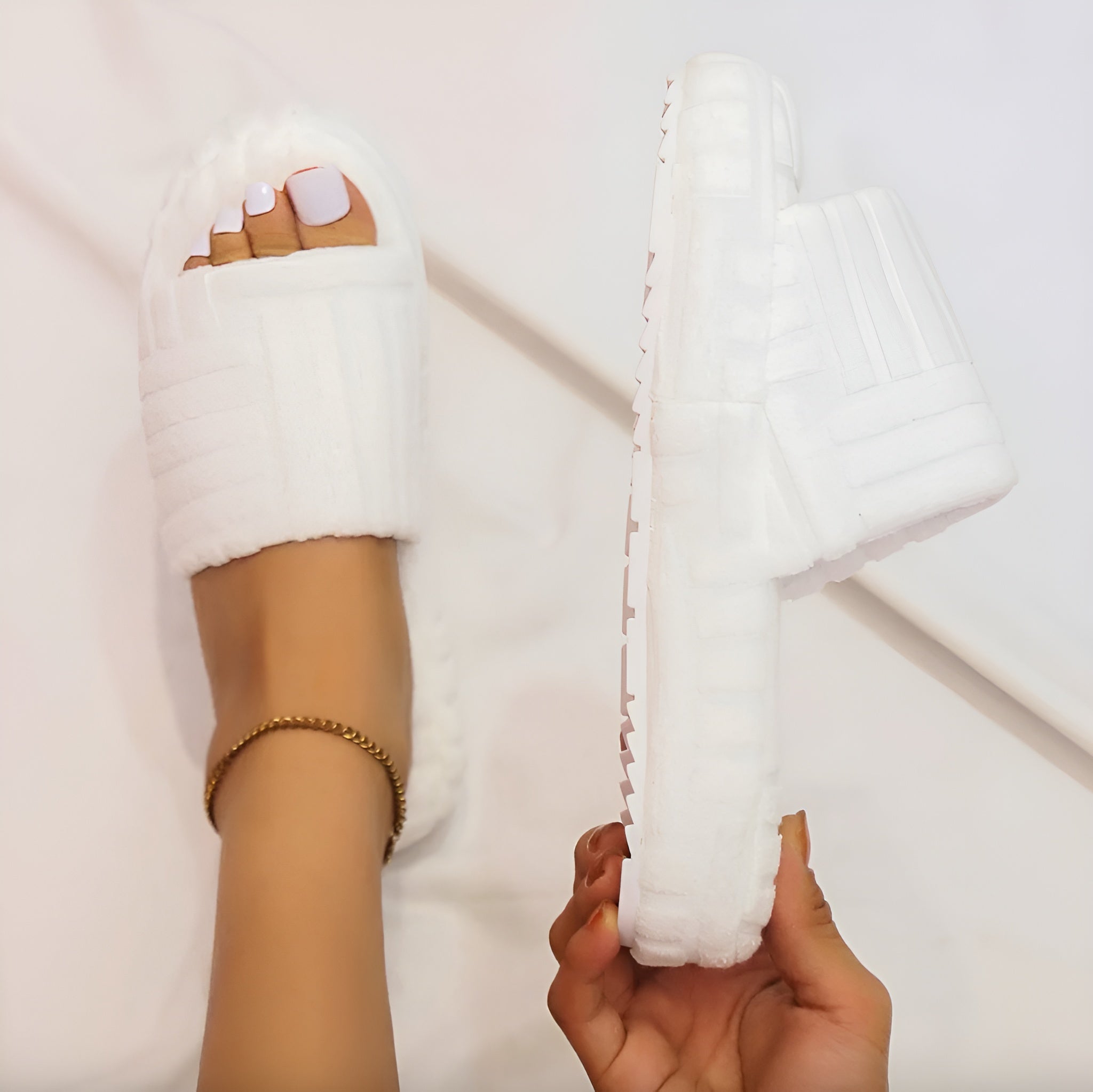 Chaussons Femme Éponge Douce Taille Unique Antidérapante