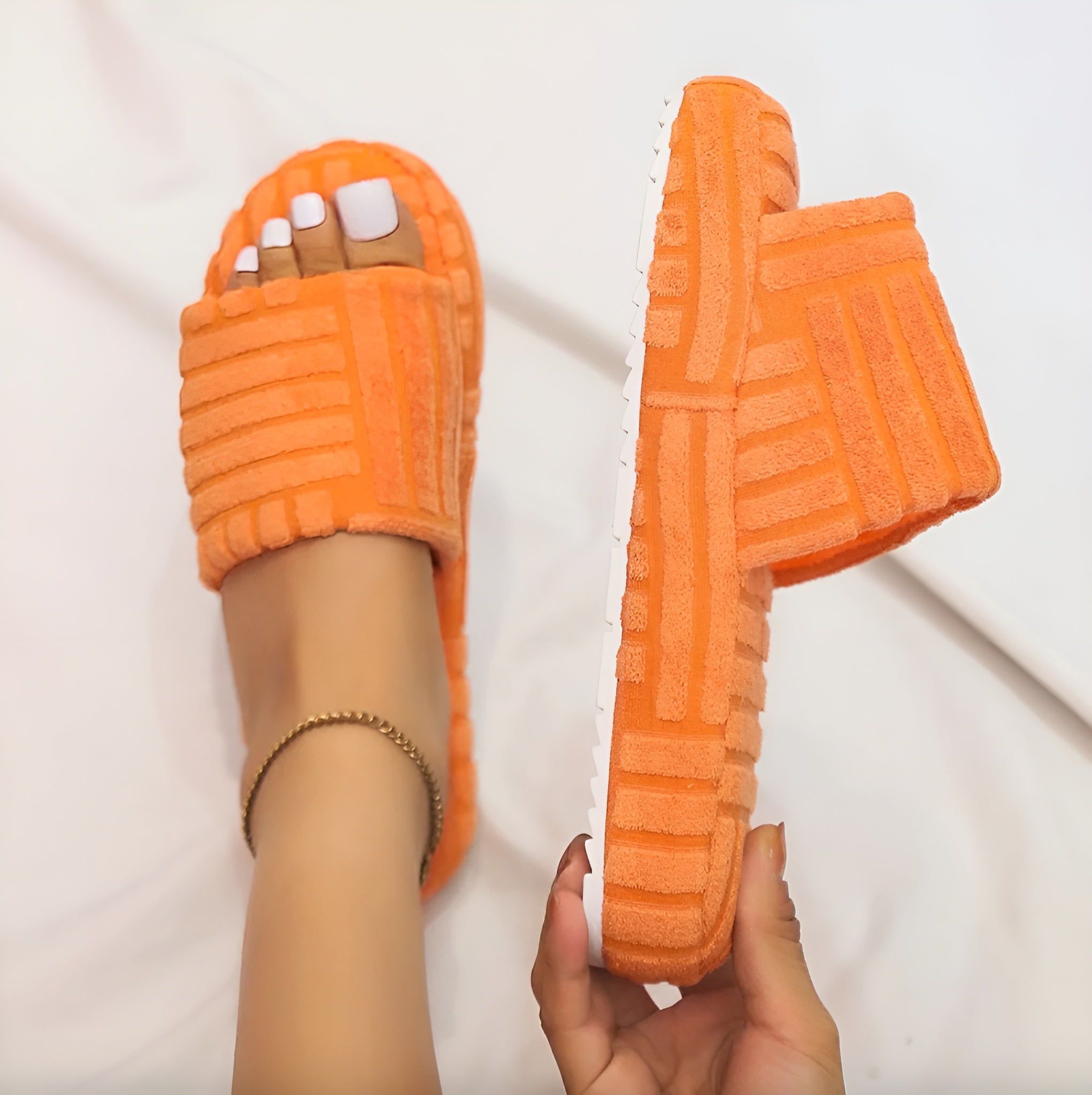 Chaussons Femme Éponge Douce Taille Unique Antidérapante
