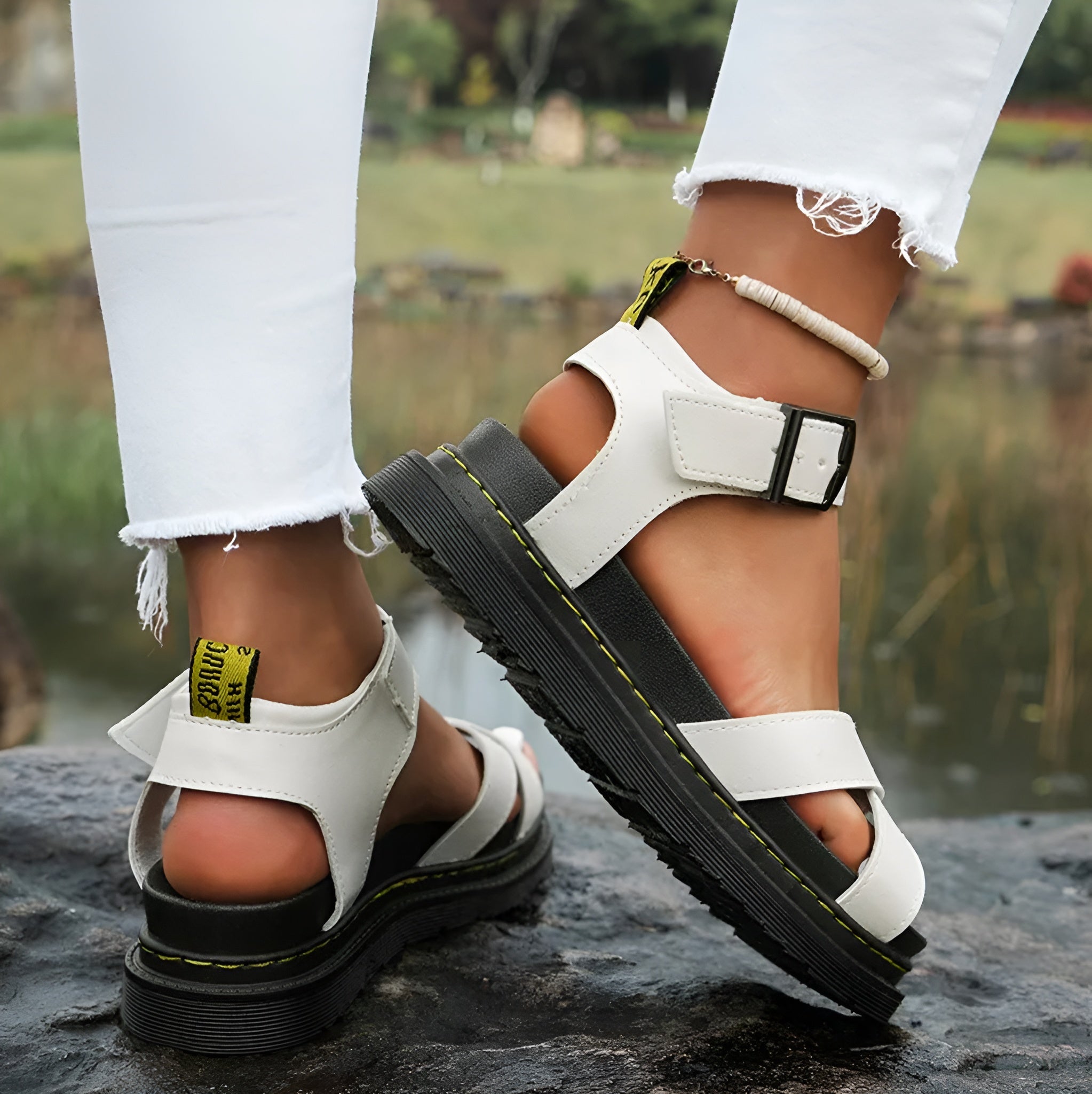 Sandales Femme Noire Taille 38 Cuir Synthétique Semelle Épaisse Confortable