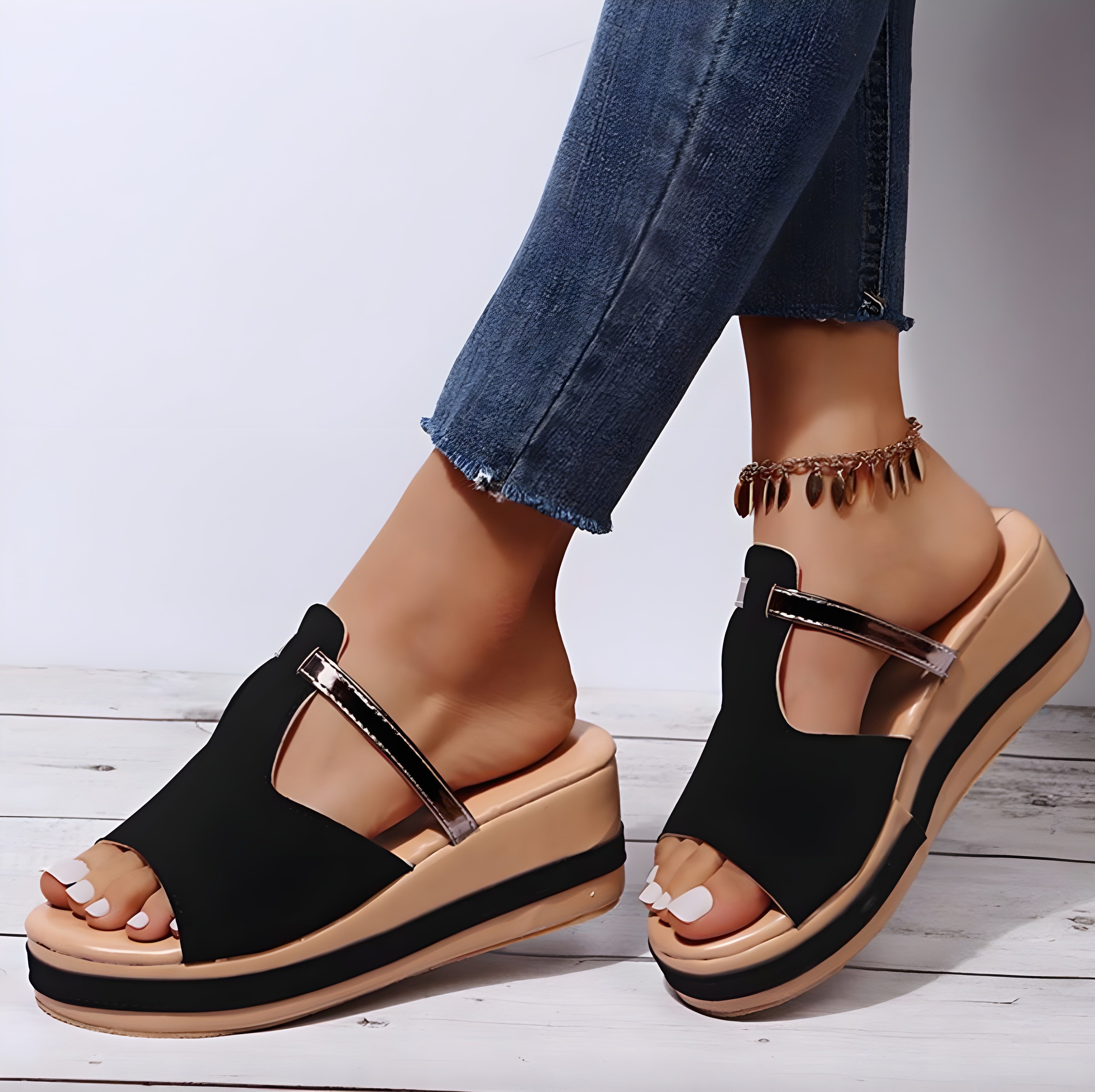 Sandales Femme Compensées Beige Taille 38 Cuir Synthétique