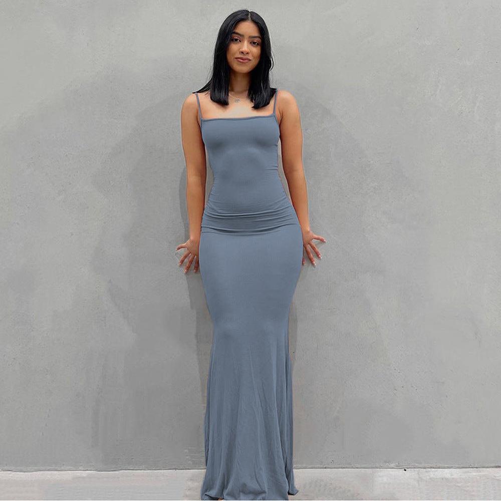 Robe Longue Femme Noire Été – Robe Maxi Bodycon Élégante en Tissu Léger pour Un Look Sophistiqué