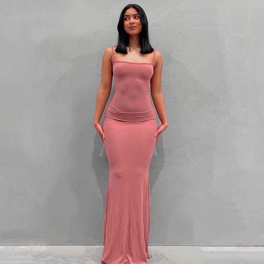 Robe Longue Femme Noire Été – Robe Maxi Bodycon Élégante en Tissu Léger pour Un Look Sophistiqué