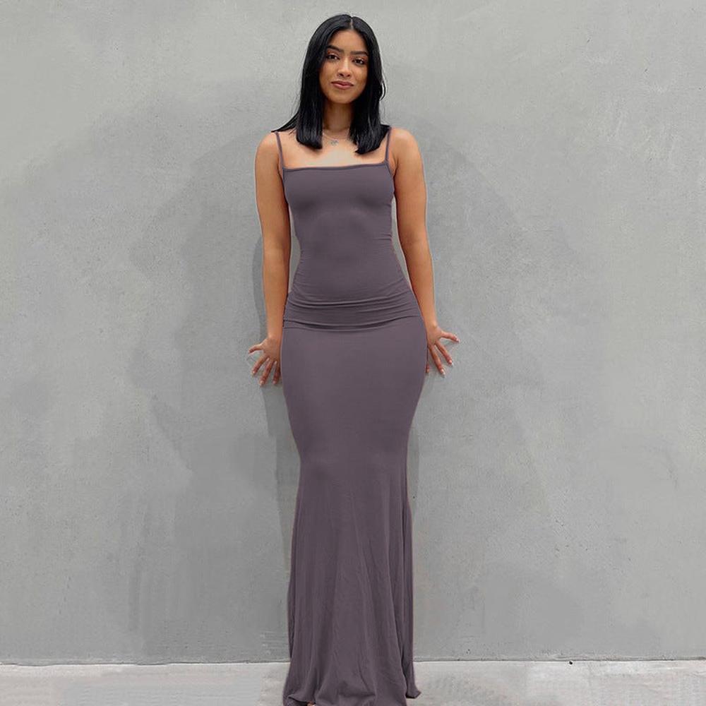 Robe Longue Femme Noire Été – Robe Maxi Bodycon Élégante en Tissu Léger pour Un Look Sophistiqué