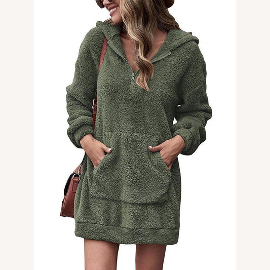 Long Casual Women's Dress with Hood in Soft Cotton – Comfort and Elegance for an Urban Style
