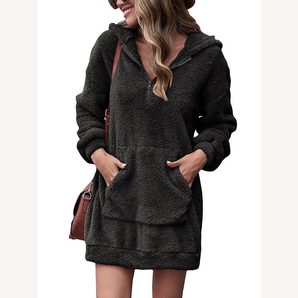 Long Casual Women's Dress with Hood in Soft Cotton – Comfort and Elegance for an Urban Style