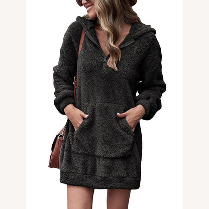 Long Casual Women's Dress with Hood in Soft Cotton – Comfort and Elegance for an Urban Style