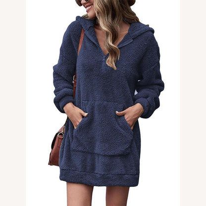 Long Casual Women's Dress with Hood in Soft Cotton – Comfort and Elegance for an Urban Style