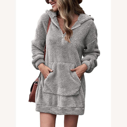 Long Casual Women's Dress with Hood in Soft Cotton – Comfort and Elegance for an Urban Style