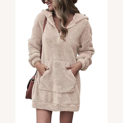 Long Casual Women's Dress with Hood in Soft Cotton – Comfort and Elegance for an Urban Style