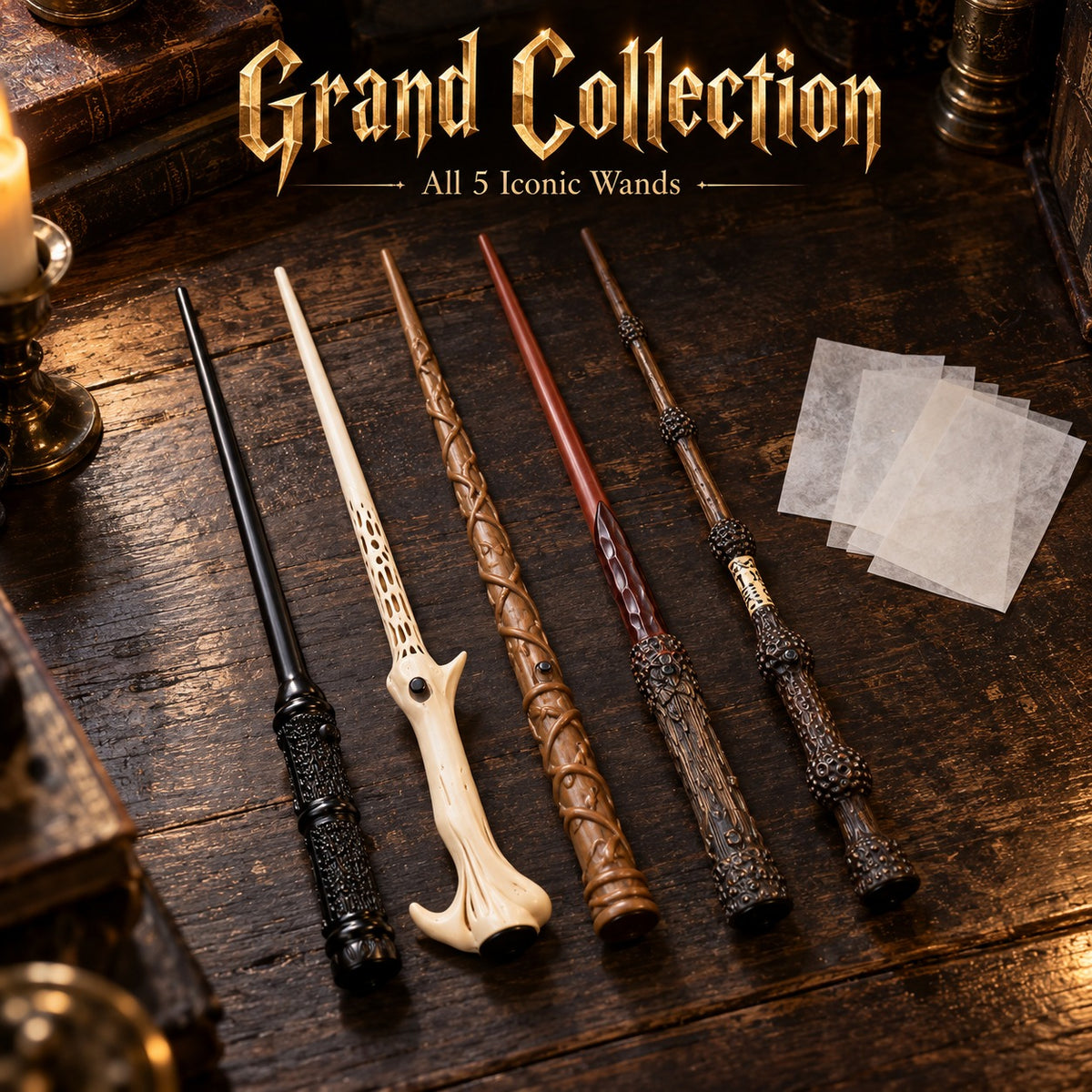 Grand Collection: all 5 iconic fire magic wands with flash paper
