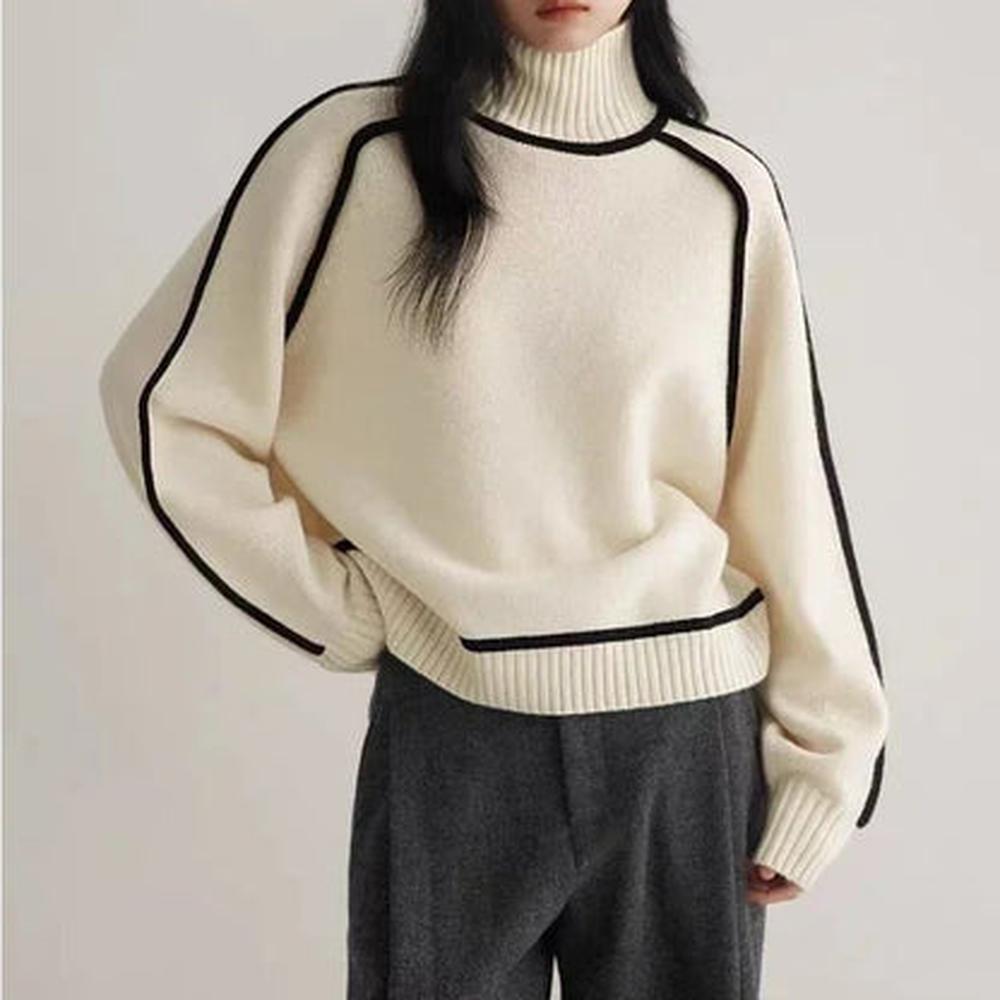Pull de Noël Femme Col Roulé Oversize en Maille Douce – Confort et Élégance pour l'Hiver